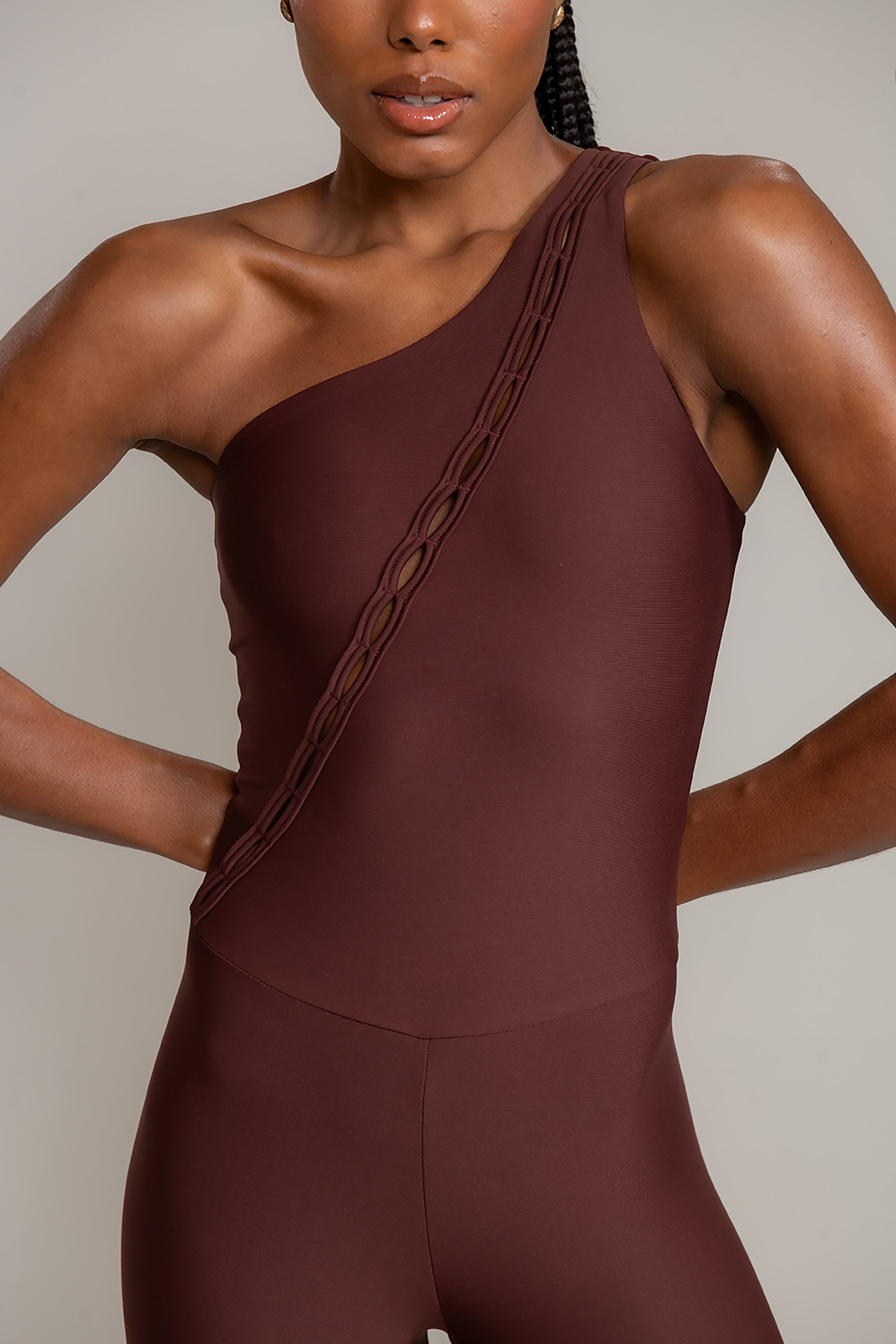 Macacão Skin Shoulder Couro